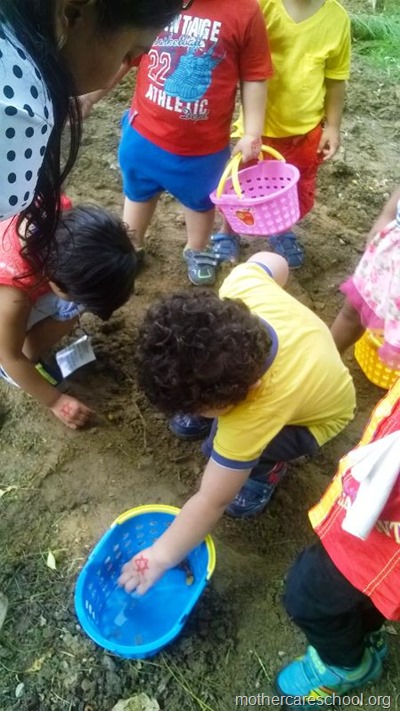 children planting neem seeds at nursery school (2)